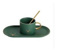 Ensemble tasse de café porcelaine avec sous-tasse vert foncé Vert G