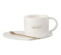 Ensemble Tasse, Sous-Tasse & Cuillère "Cœur I" 42 lanc BLANC G