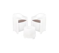 Ensemble terrasse - Luna SLUC06BG - Blanc - 2 fauteuils avec coussins - Table d'appoint