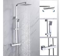 Ensemble thermosiphon avec pomme de douche carrée et douchette à main, chromé