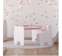 Ensemble TIMI - Table avec chaise - Couleur rose et blanche - Pour chambre d'enfant