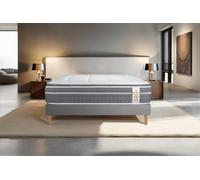 Ensemble Trente PLUS 140 x 200 cm sommier Kit Gris - 30cm - Hybride - Effet nuage avec surmatelas intgr - Sommier kit Gris