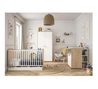 Galipette Ensemble chambre Arthur – Lit bébé 60x120, commode 2 portes, armoire 2 portes – Beige
