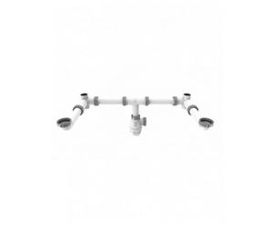 Ensemble tubulure gain de place et siphon Connectic pour 2 lavabos VALENTIN