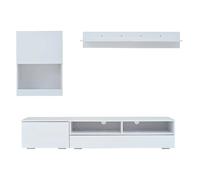 Ensemble TV mural 175/39/34 cm blanc en panneaux de particules avec LED