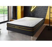 Ensemble ULTRA 150x190cm + sommier Kit - 26cm - Mmoire de forme et micro ressorts ensachs - Moelleux - Sommier kit Noir - Avec couette et oreillers