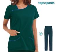 Ensemble Uniformes Unisexe Blouse - Uniforme Médical avec Haut et Pantalon Bleu marine/Vert pâle M