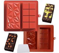 Ensemble Unyqoos® : 2 moules en silicone pour chocolat avec racloir – résistants à la chaleur (-40°C à 230°C), adaptés au four, au micro-ondes et au congélateur, pour réaliser vos propres barres de ch