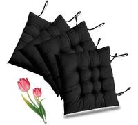 Ensemble Unyqoos® – 4 coussins de siège noirs, coussins confortables pour l'intérieur et l'extérieur, housse en 77 % polyester/23 % soie, mousse PU, lavables jusqu'à 40 °C