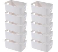 Ensemble Unyqoos® comprenant 10 boîtes de rangement en plastique gris, de dimensions 20 x 14,7 x 7 cm. Empilables, avec poignées, idéales pour la salle de bain, la cuisine et la chambre