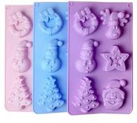 Ensemble Unyqoos® comprenant 3 moules en silicone pour Noël – adaptés au contact alimentaire, sans BPA, résistants de -40 à 230 °C, compatibles avec le four, le micro-ondes et le congélateur, motifs :