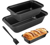 Ensemble Unyqoos® de 2 moules à pain rectangulaires en acier au carbone avec revêtement antiadhésif, dimensions 29,5 x 13 x 5,8 cm et 20,5 x 11 x 5,6 cm, empilables, adaptés au four et au congélateur