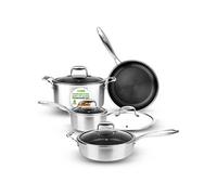 Ensemble Ustensiles Cuisine 8 Pièces - Casseroles et Poêles Triply en Acier Inoxydable, Revêtement Antiadhésif, Casserole à Sauce, Marmite