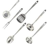 Fackelmann Ensemble d'ustensiles de cuisine Oxford 9990650 6 pièces acier inoxydable 28–32 cm Gris