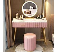 Ensemble Vani de maquillage LED avec miroir et tabouret - Coiffeuse moderne pour femmes, table cosmétique slen, bureau Vani (couleur : A, taille : 100 cm / 39.3in)