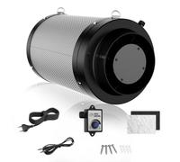 Ensemble ventilateur de conduit FanGoFast 150mm, 684m³/h, avec moteur CE et filtre à charbon actif, adapté aux tentes de culture et aux serres