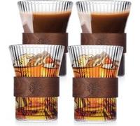 Ensemble Verres Latte Macchiato avec Porte-Gobelet Bois