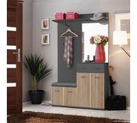 Ensemble Vestiaire 4P Miroir Marco 203cm Naturel & Gris