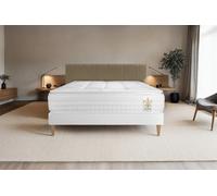 Ensemble Vingt-Huit PLUS 160 x 200 cm sommier Blanc - 28cm - Ressorts ensachs et mmoire de forme - Technologie htelire - Sommier Tapissier Blanc