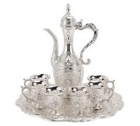 Ensemble vintage de théière turque avec 6 tasses à café - Service rétro