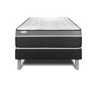 Ensemble VITAL CARE 120 x 200 cm Sommier Kit Noir - 26cm - Mousse polyurthane mmoire de forme - Moelleux - Sommier kit Noir