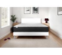 Ensemble VITAL MEMO ONE 135 x 190 cm Sommier Kit Blanc - 24cm - Mousse polyurthane mmoire de forme - Enveloppant - Sommier kit Blanc