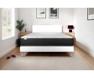 Ensemble VITAL MEMO ONE 150 x 200 cm Sommier Kit Blanc - 24cm - Mousse polyurthane mmoire de forme - Enveloppant - Sommier kit Blanc
