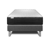 Ensemble VITALMEMO ONE 90 x 200 cm - 24cm - Mousse polyurthane mmoire de forme - Enveloppant - Sommier Tapissier Gris