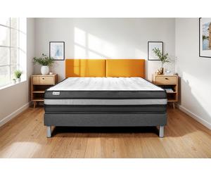 Ensemble VITALPOWER ZEN 150 x 190 cm sommier Kit gris - 24cm - Mousse polyurthane mmoire de forme - Enveloppant - Sommier kit Gris