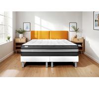 Ensemble VITALPOWER ZEN 180 x 200 cm - 24cm - Mousse polyurthane mmoire de forme - Enveloppant - Sommier Tapissier Blanc