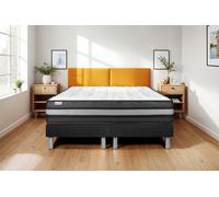 Ensemble VITALPOWER ZEN 180 x 200 cm - 24cm - Mousse polyurthane mmoire de forme - Enveloppant - Sommier Tapissier Noir