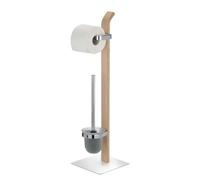 WENKO Combiné WC 2en1 Brosse WC et dérouleur Papier Toilette, Samona Nature, Bois - chromé, 20x71,5x20 cm