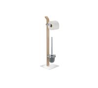 WENKO Combiné WC 2en1 Brosse WC et dérouleur Papier Toilette, Samona Nature, Bois - chromé, 20x71,5x20 cm