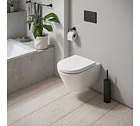 Ensemble WC suspendu Duravit D-Code, à chasse d'eau profonde, référence 49030900B2, sans bride, avec abattant, mécanisme de fermeture ralentie, blanc brillant