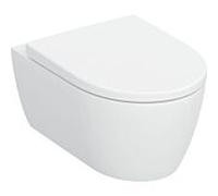 Ensemble WC suspendu Geberit iCon, chasse d'eau profonde 503046JT1 35,5 x 53 cm, cuvette en céramique fermée, abattant inclus, blanc mat