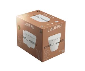 Ensemble wc suspendu Kartell LAUFEN, 545 x 370 mm, chasse d'eau profonde, sans rebord, avec siège de WC à fermeture progressive, blanc, H8663310000001