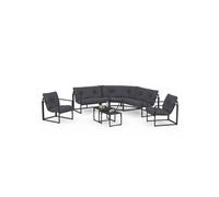 Ensembles canapes. fauteuils et tables de jardin 8 personnes acier noir 211 x 211 x 67 cm 5 pieces