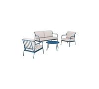 Salon bas de jardin acier et tissu (canapé + fauteuils + table basse) - Noa II - 4 places