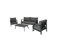 Salon bas de jardin aluminium et tissu (canapé + 2 fauteuils + table basse) - Lava - 5 places