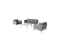 Ensembles canapes. fauteuils et tables de jardin aluminium blanc 5 pieces