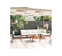 Ensembles canapés, fauteuils et tables de jardin bois beige 7 pieces 65 x 65 x 60 6 personnes