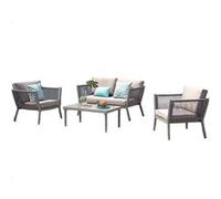 Anahma salon de jardin 4 places en aluminium gris clair