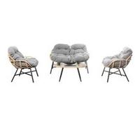 Evora salon de jardin 4 places canapé + fauteuils gris foncé