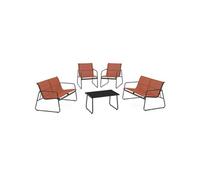 IDMarket - Salon de Jardin Bas Malaga 6 Places avec 2 canapés, fauteuils et Table Terracotta