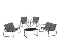 IDMarket - Salon de jardin Malaga bas 6 places avec canapés, fauteuils et table gris anthracite