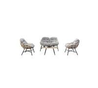 Evora salon de jardin 4 places canapé + fauteuils gris foncé