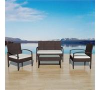 Ensembles canapes. fauteuils et tables de jardin Vidaxl resine tressee beige 4 pieces 59 x 106 x 73 4 personnes blanc G