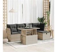 vidaXL Ensemble de salon de jardin 6 pièces avec coussins gris clair Poly rotin