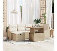 vidaXL Ensemble de canapés de jardin 7 pcs Beige Poly-Rotin