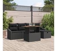 vidaXL Ensemble de canapés de jardin 6 pcs Noir Poly-Rotin